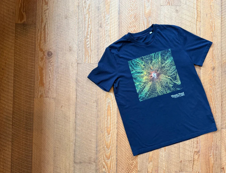 A Mount Hood contour design on a navy HYPSO T-shirt